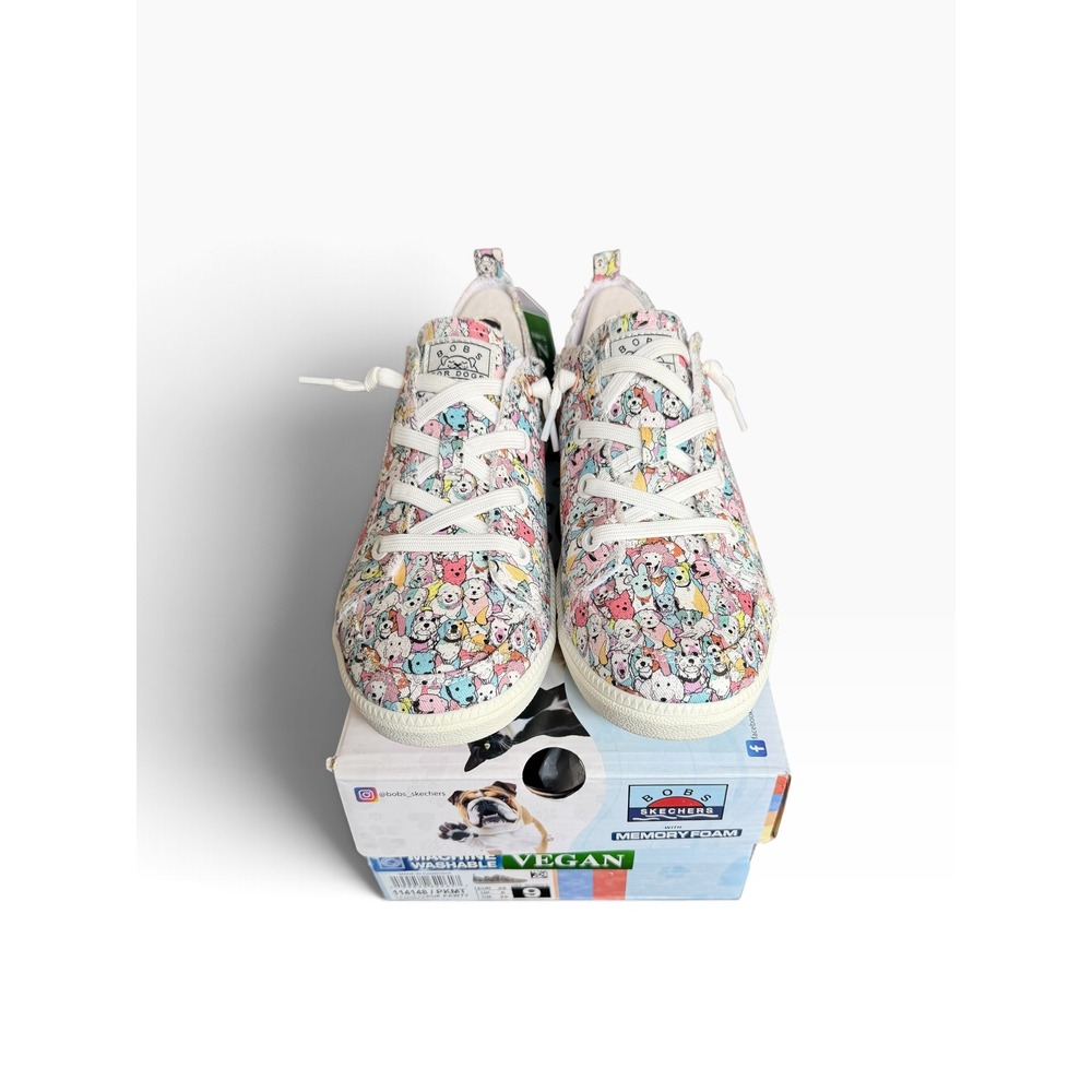 Skechers Women's 9 BOBS B Cute Pup Pawty Dog Print Sneakers NWT